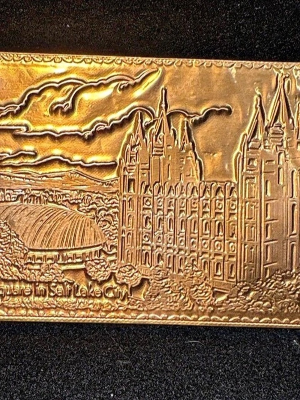Kopper Kard Co. Temple Square in Salt Lake City Copper Postcard. Temple Square
